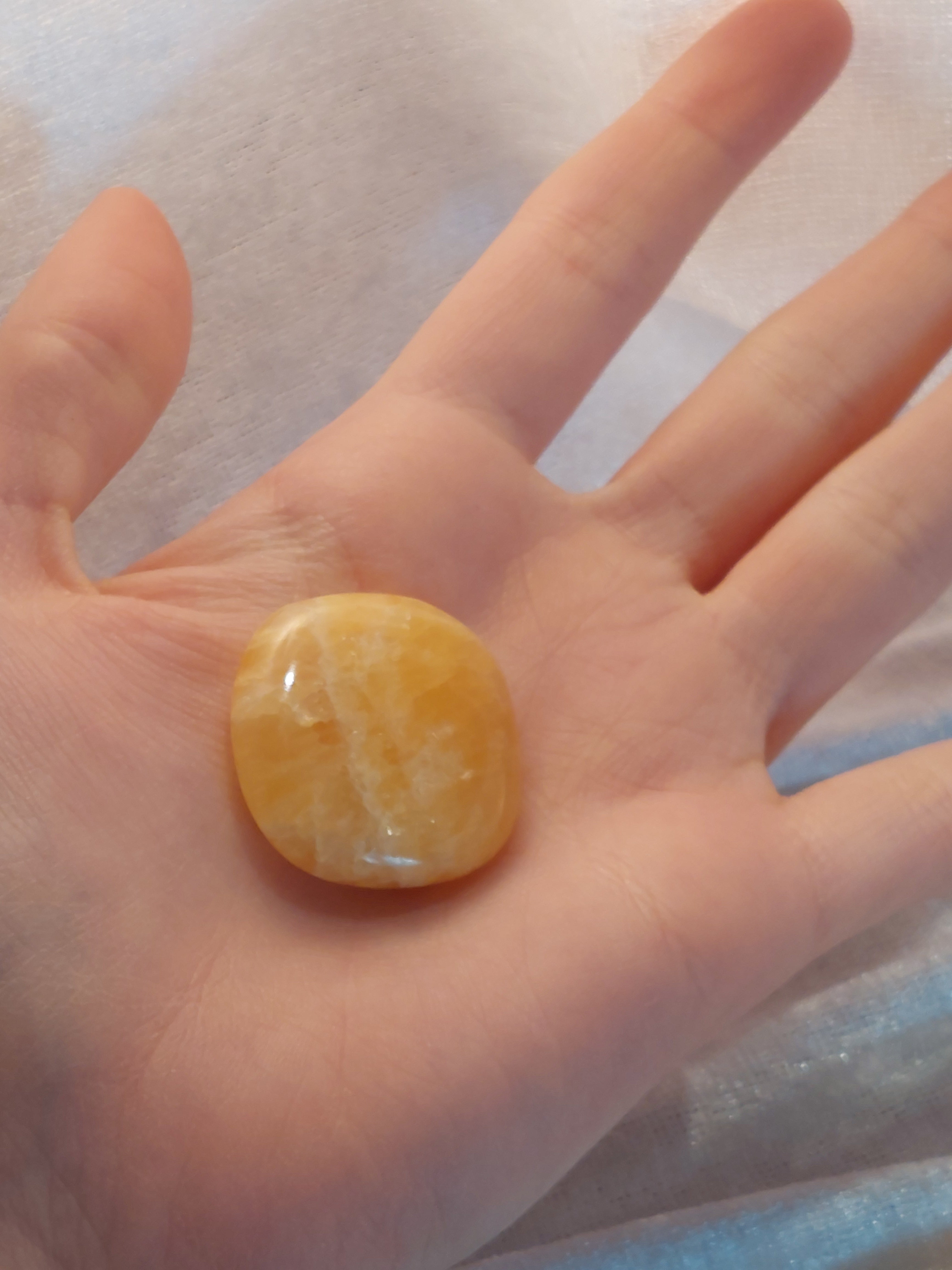 Orange Calcite Flat Palm Stone